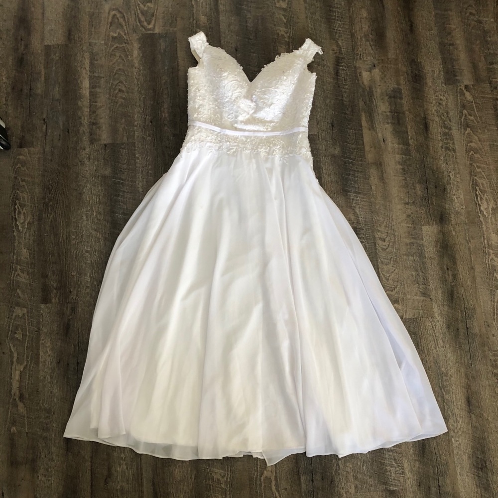 White off the shoulder wedding dress